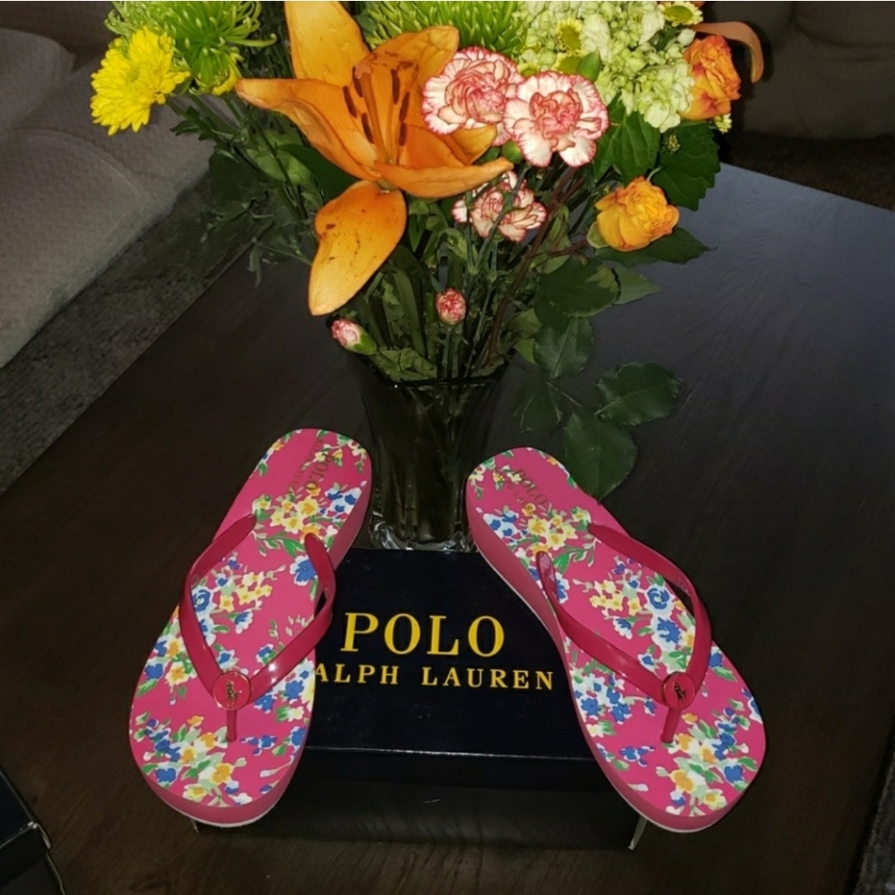 New Ralph Lauren Borolla Wedge Flip Flop Size 6 Big Girls Women's